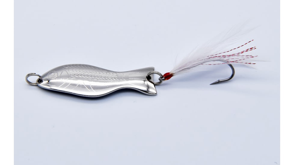 Als Goldfish Saltwater Series Goldfish with 3/0 Single Hook and Hackle Feather 2-3/4in, Nickel, 1/2oz, G300-SN