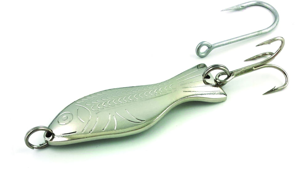 Als Goldfish Saltwater Series Goldfish with 3/0 Single Hook and Hackle Feather 2-3/4in, Nickel, 3/4oz, G400-SN
