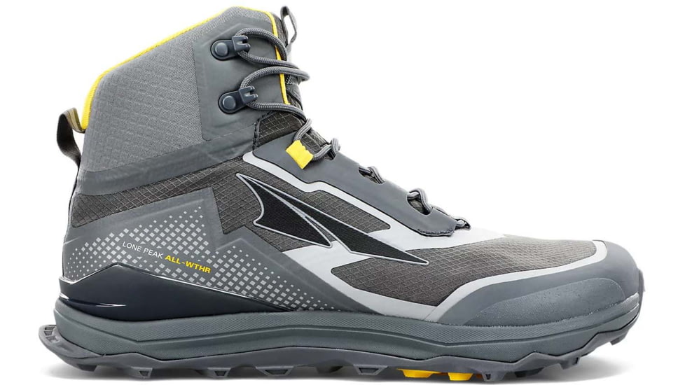 Altra Arrows Lone Peak All-Weather Mid Shoes - Mens, Gray/Yellow, 13, AL0A4VQH270-13-MED