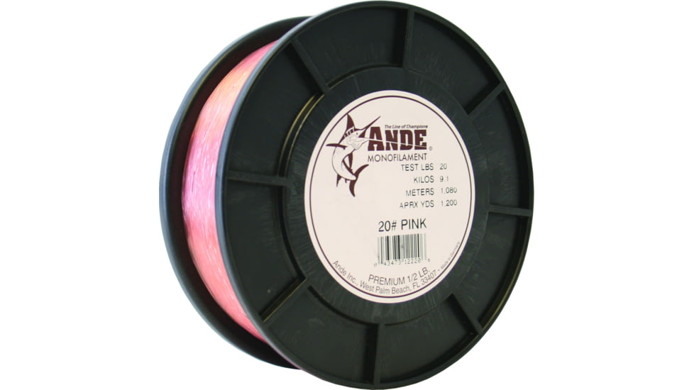 Ande Line Premium Mono Line 1/2lb Spool 20lb 1200yd Pink, A12-20P