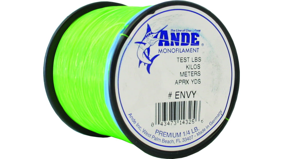 Ande Line Premium Mono Line 1/4lb Spool 12lb 1000yd Green Hi-Vis, A14-12GE