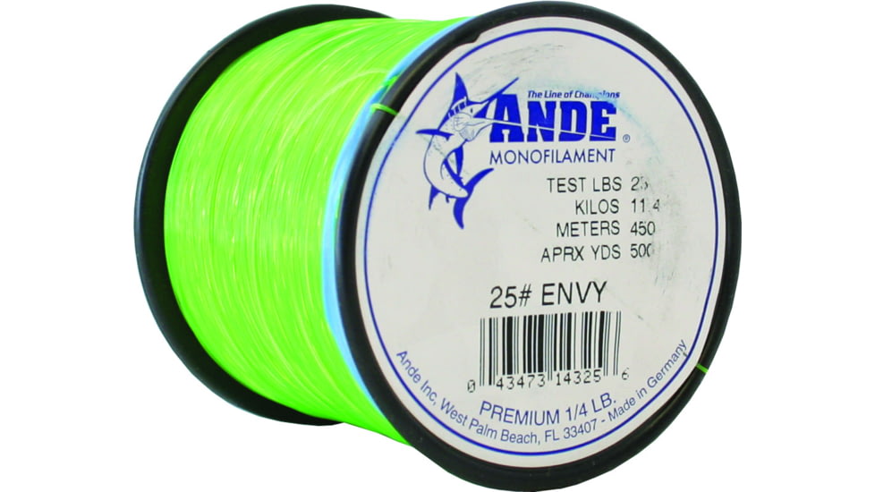 Ande Line Premium Mono Line 1/4lb Spool 25lb 500yd Green Hi-Vis, A14-25GE