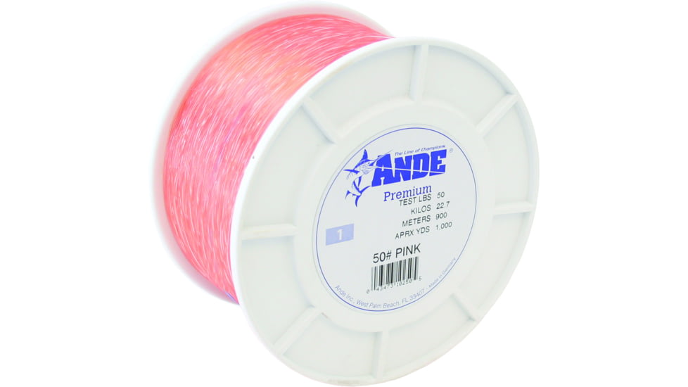 Ande Line Premium Mono Line 1lb Spool 50lb 1000yd Pink, A1-50P