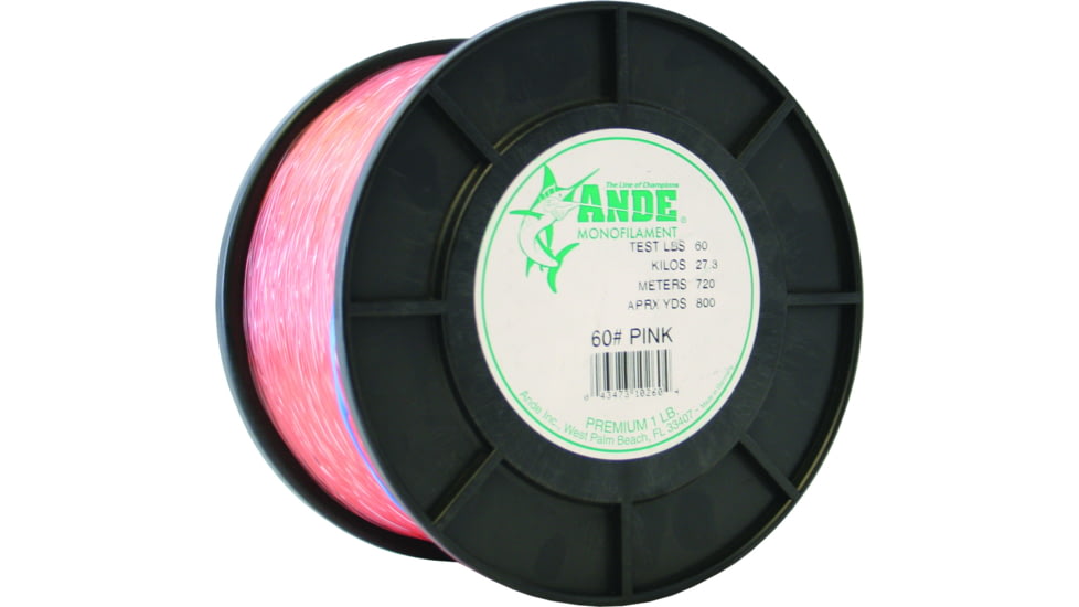 Ande Line Premium Mono Line 1lb Spool 60lb 800yd Pink, A1-60P