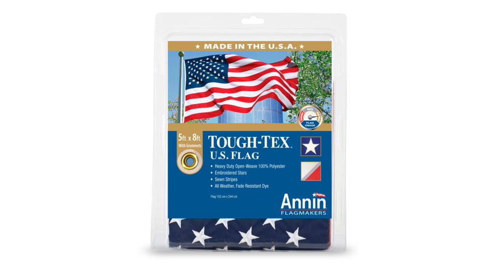 Annin Flags US Tough-Tex Flag, Red/White/Blue, 5ft x 8ft, 182008