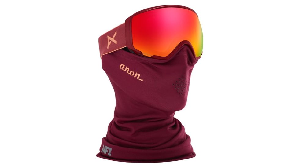 Anon WM1 Women's Goggle w/ Spare Lens and MFI Mask, Sonar Red Lens, Ruby, 19176102634NA