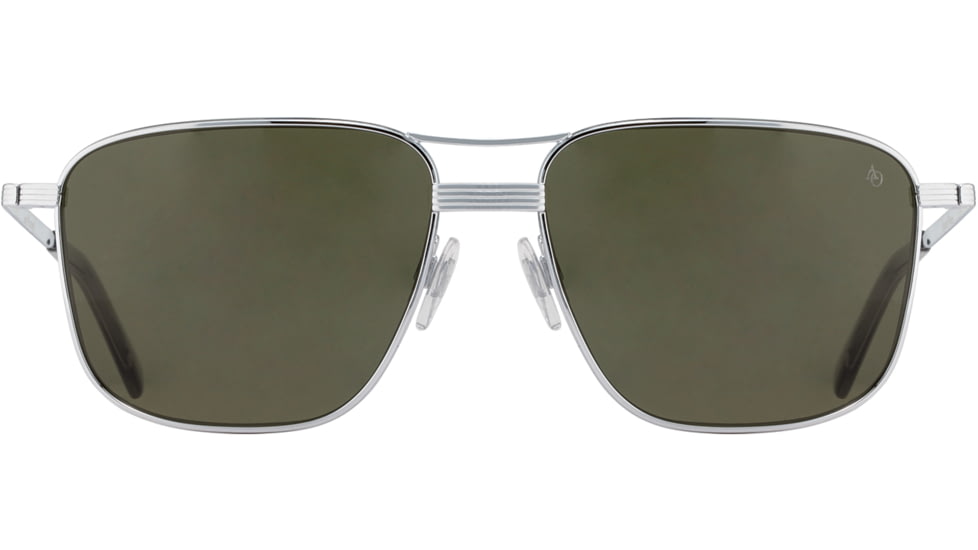 AO Airman Sunglasses - Mens, Silver, Calobar Green AOLite Nylon Lenses, Silver / Calobar Green Lens, 56-15-145, AIR356STSMGNN
