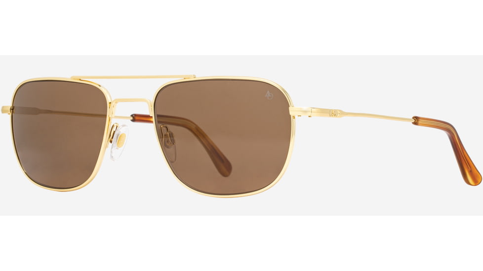 AO Checkmate Sunglasses - Mens, Gold Frame, Cosmetan Brown AOLite Nylon Lenses, 56-21-145, CHE156STHABNN