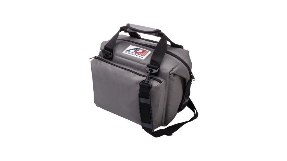 AO Coolers 12 Can Deluxe Canvas Soft Cooler, w/Removable Shoulder Strap, Charcoal, Small, AO12DXCH