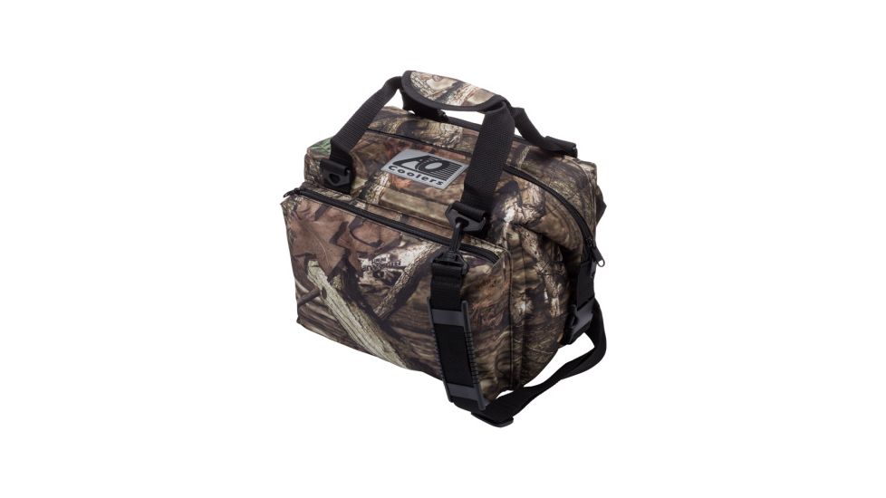 AO Coolers 12 Can Deluxe Canvas Soft Cooler, w/Removable Shoulder Strap, Mossy Oak Camo, Small, AOMO12DX