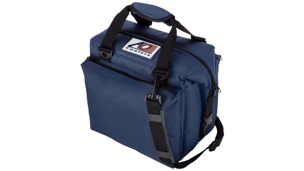 AO Coolers 12 Can Deluxe Canvas Soft Cooler, w/Removable Shoulder Strap, Navy Blue, Small, AO12DXNB