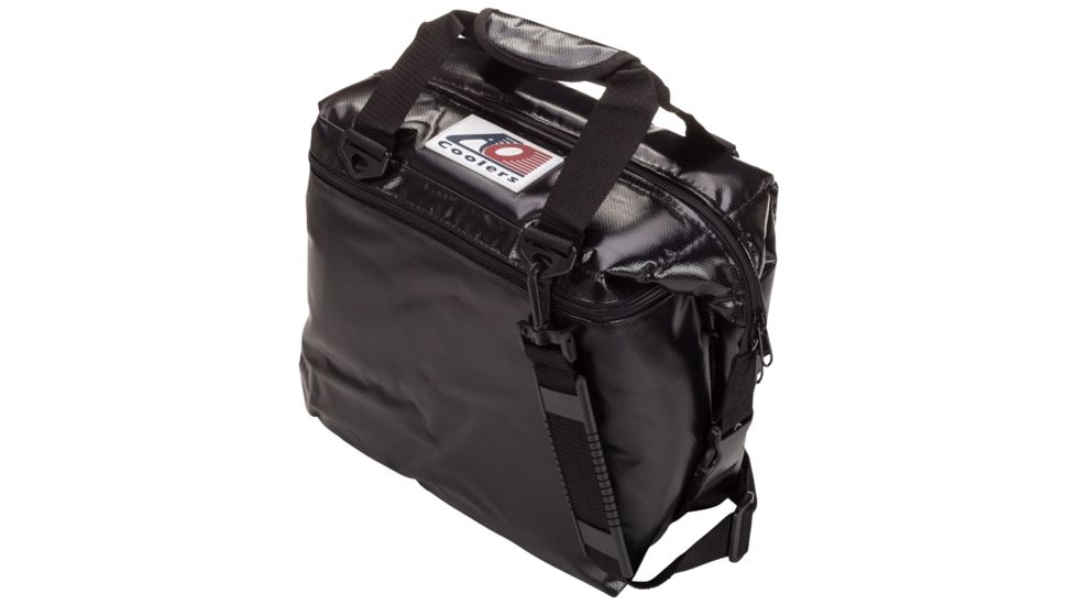 AO Coolers 12 Can Vinyl Soft Cooler, w/Removable Shoulder Strap, Black, Small, AOFI12BK