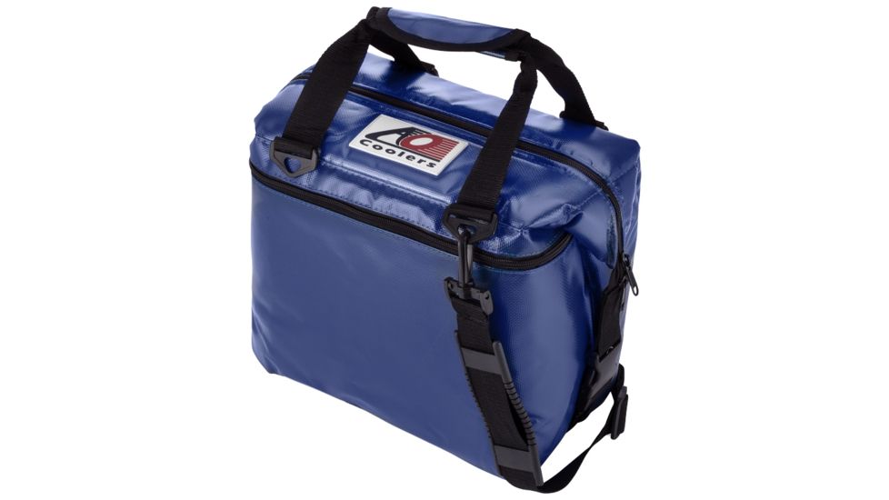 AO Coolers 12 Can Vinyl Soft Cooler, w/Removable Shoulder Strap, Royal Blue, Small, AOFI12RB