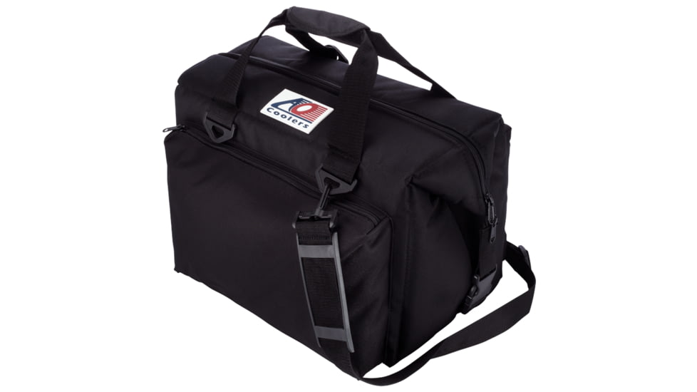 AO Coolers 24 Can Deluxe Canvas Soft Cooler, w/Removable Shoulder Strap, Black, Medium, AO24DXBK