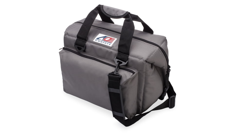 AO Coolers 24 Can Deluxe Canvas Soft Cooler, w/Removable Shoulder Strap, Charcoal, Medium, AO24DXCH