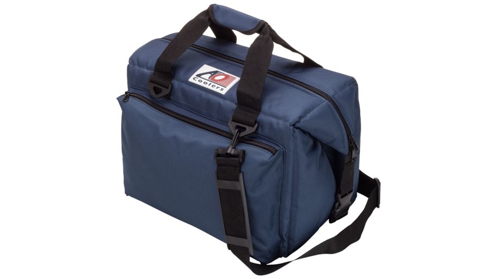 AO Coolers 24 Can Deluxe Canvas Soft Cooler, w/Removable Shoulder Strap, Navy Blue, Medium, AO24DXNB