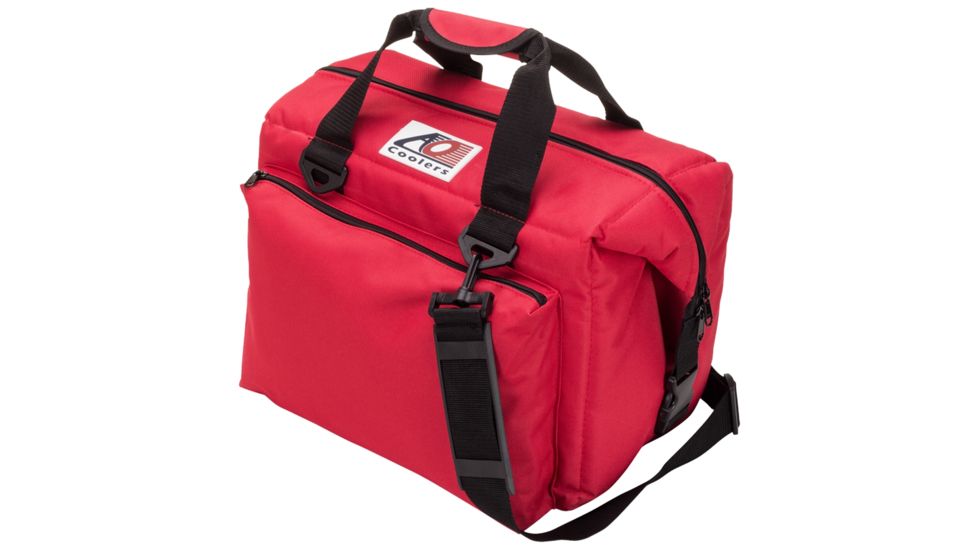 AO Coolers 24 Can Deluxe Canvas Soft Cooler, w/Removable Shoulder Strap, Red, Medium, AO24DXRD