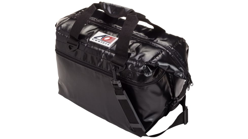 AO Coolers 24 Can Vinyl Soft Cooler, w/Removable Shoulder Strap, Black, Medium, AOFI24BK