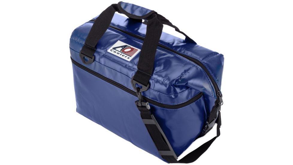 AO Coolers 24 Can Vinyl Soft Cooler, w/Removable Shoulder Strap, Royal Blue, Medium, AOFI24RB