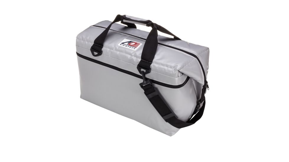 AO Coolers 36 Can Vinyl Soft Cooler, w/Removable Shoulder Strap, Silver, Large, AOFI36SL