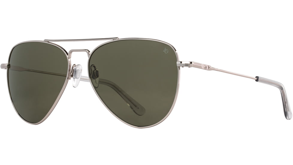 AO Fletcher Sunglasses, Silver Frame, Calobar Green AOLite Nylon Lens - 59-15-145, FLT359STSMGNN