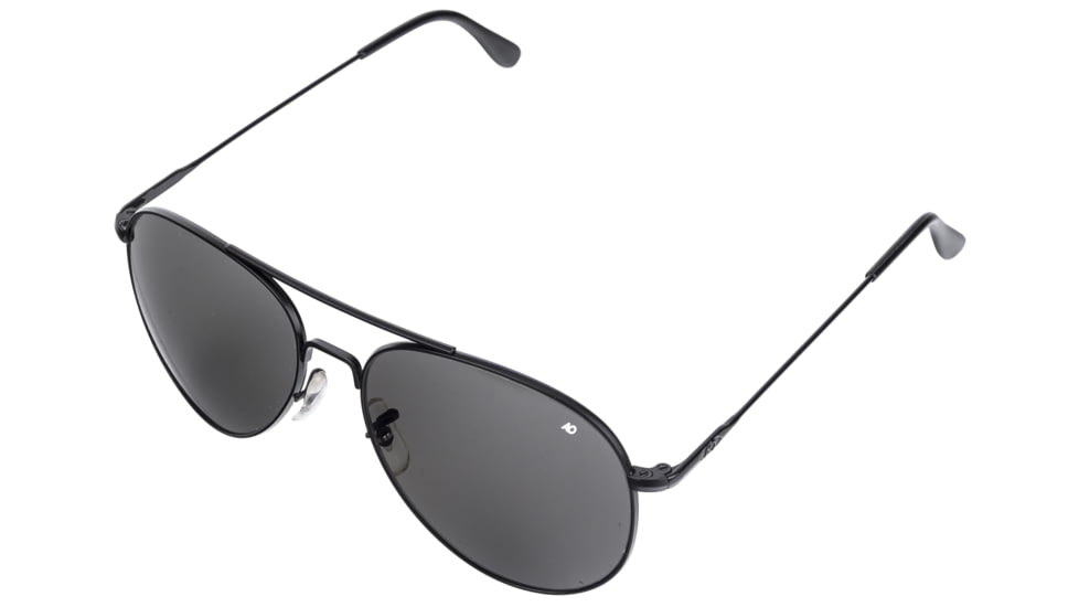 AO Flight Gear General Sunglasses, Wire Spatula, Black Frame, True Color Gray Glass Lens, 58mm, 30524