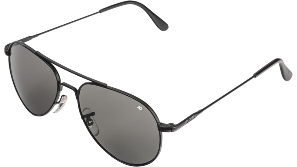 AO Flight Gear General Sunglasses, Wire Spatula, Black Frame, True Color Gray Glass Lens, 52mm, 30580