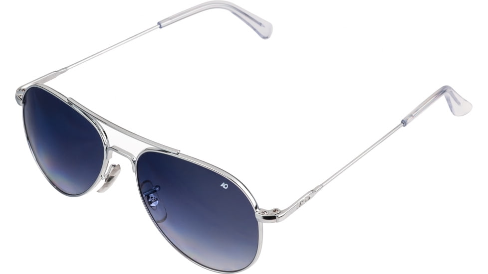 AO Flight Gear General Sunglasses, Wire Spatula, Silver Frame, Polycarbonate Gradient Blue Lens, 58mm, 32615