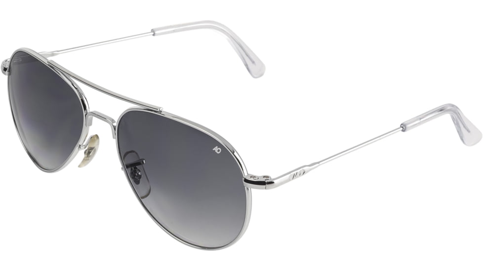 AO Flight Gear General Sunglasses, Wire Spatula, Silver Frame, Polycarbonate Gradient Grey Lens, 52mm, 32608