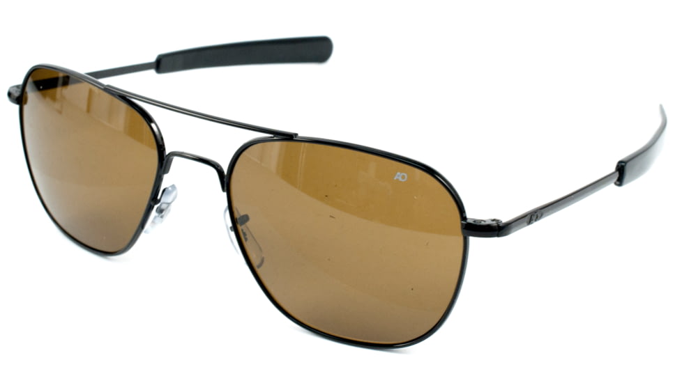 AO Original Pilot Sunglasses, Bayonet, Black Frame, Amber Glass Lens, 52mm, 30165