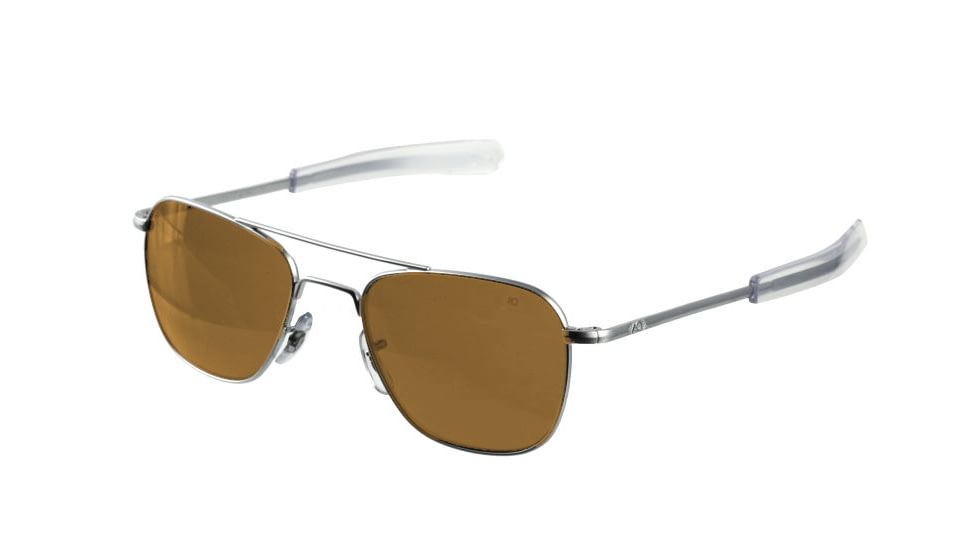 AO Original Pilot Sunglasses, Bayonet, Matte Chrome Frame, HC Amber Poly Lens, Polarized, 57mm, 30143