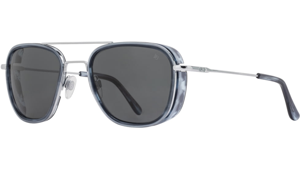 AO Flynn Sunglasses - Mens, Silver Navy, True Color Gray AOLite Nylon Lenses, Silver Navy / True Color Gray Polarized Lens, 55-22-145, FLN155STNVGYN-P