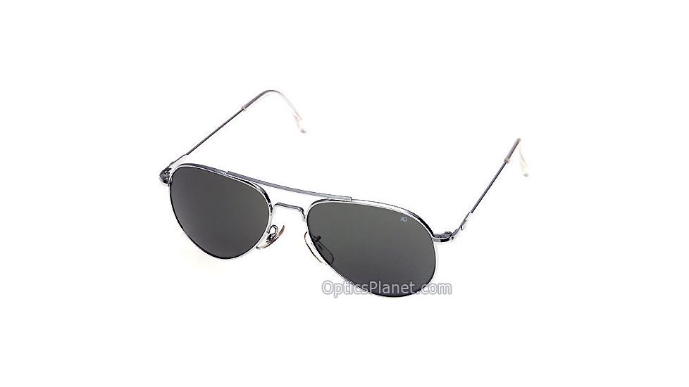 American Optical Flight Gear General Series Sunglasses Silver Frame Color Correct Gray Polycarbonate Lens Wire Spatula Temples