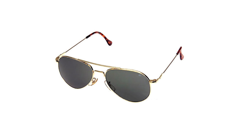 American Optical Flight Gear General Series Sunglasses Gold Frame True Color Gray Glass Lens Wire Spatula Temples