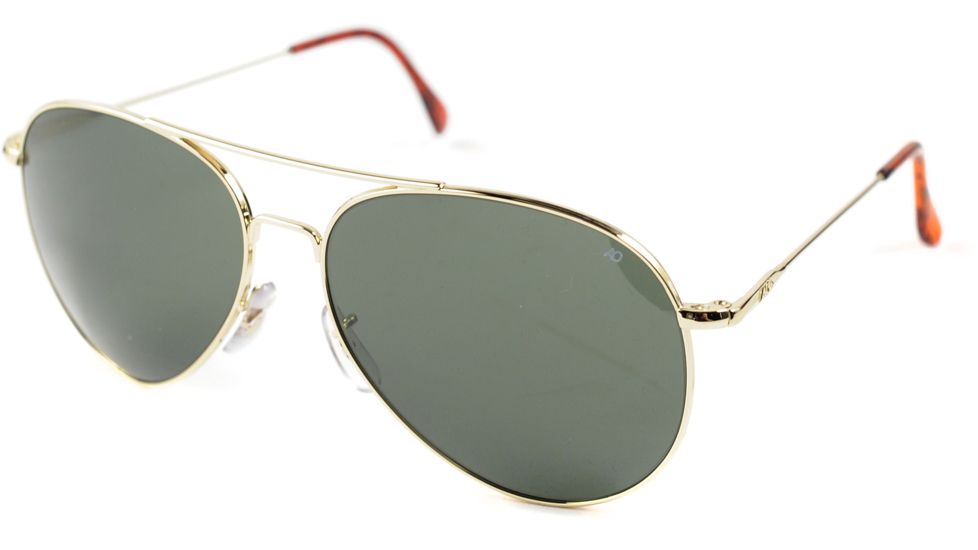 AO General Sunglasses, Gold, Wire Spatula, Green Glass Lenses, 58mm G-TCGG-WS-58