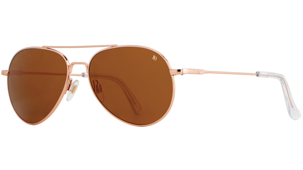 AO General Sunglasses, Rose Gold, Cosmetan Brown SkyMaster Glass Lenses, Polarized, 55-14-140 B47, GEN555STCLBNG-P