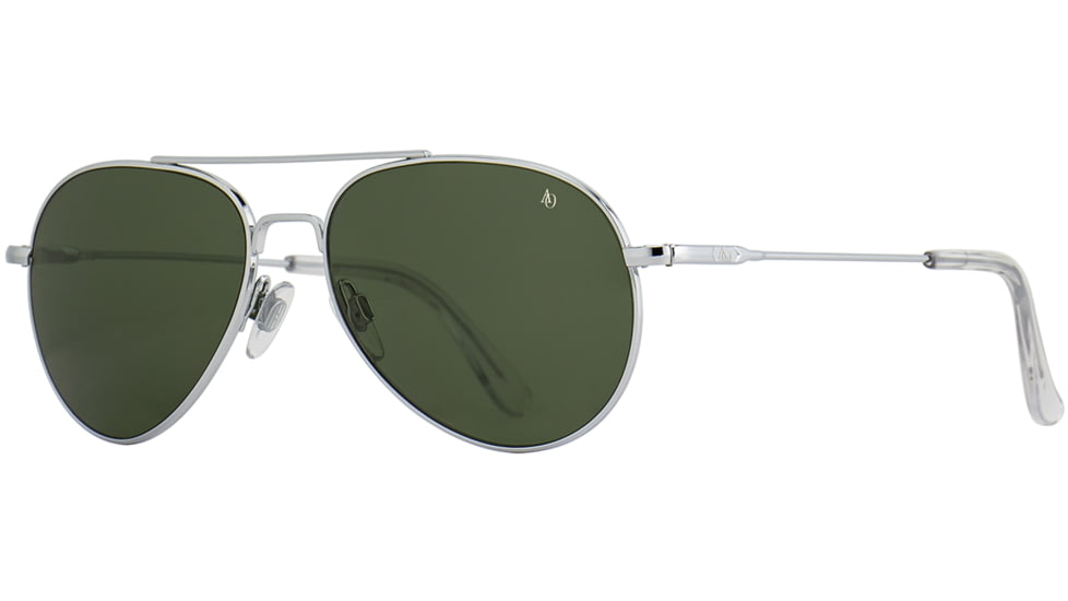 AO General Sunglasses, Silver, Calobar Green SkyMaster Glass Lenses, 58-14-145 B52.5, GEN258STSMGNG