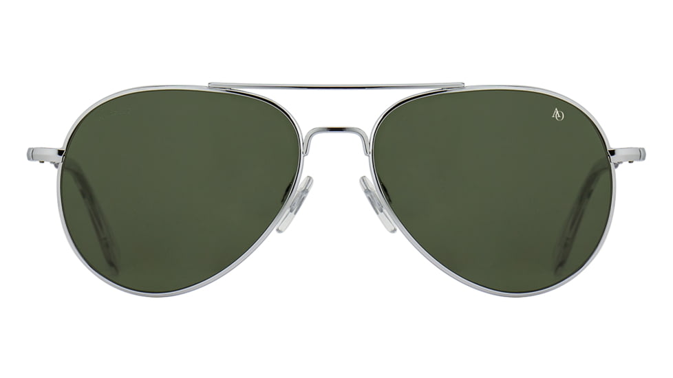 USED AO General Sunglasses, Silver, Calobar Green SkyMaster Glass Lenses, Polarized, 55-14-140 B47, GEN255STSMGNG-P, EDEMO1