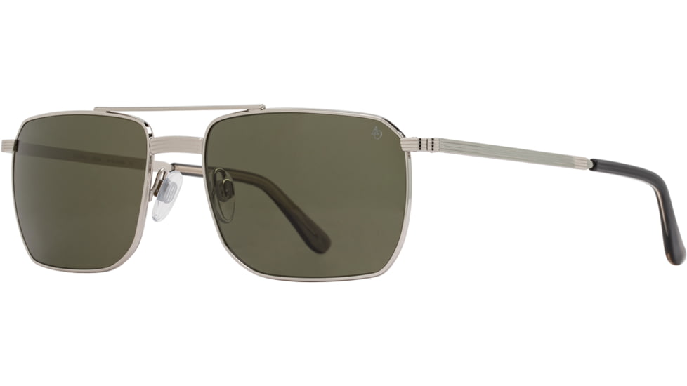 AO Geoffrey Sunglasses - Mens, Silver, Calobar Green AOLite Nylon Lenses, Silver / Calobar Green Polarized Lens, 58-18-145, GFY158STGSGNN-P