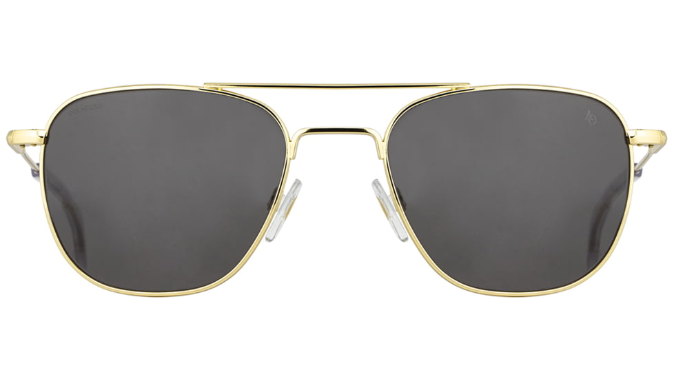 AO Original Pilot Sunglasses, Gold Frame, 52 mm Gray SkyMaster Glass Lenses, Standard Temple, Polarized, 738921549406
