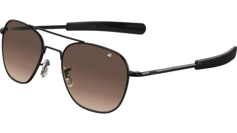 AO Original Pilot Sunglasses, Bayonet, Black Frame, Polycarbonate Gradient Brown Lens, 57mm, 30203