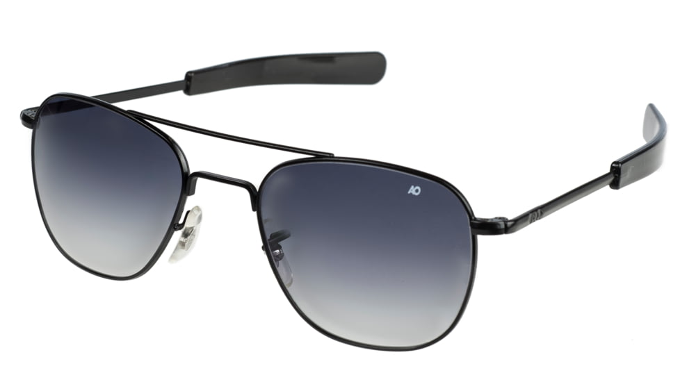 AO Original Pilot Sunglasses, Bayonet, Black Frame, Polycarbonate Gradient Grey Lens, 52mm, 30242