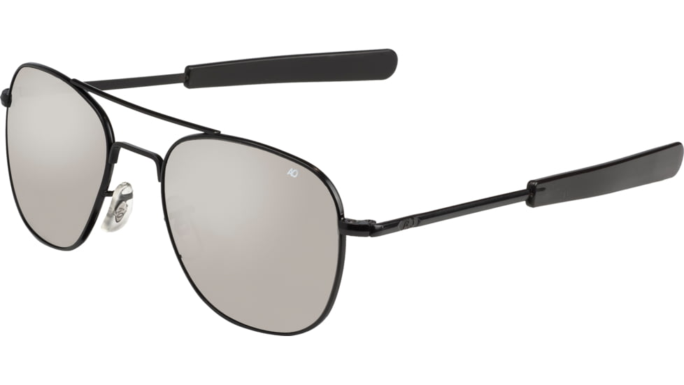 AO Original Pilot Sunglasses, Bayonet, Black Frame, Silver Mirror Lens, 57mm, 30290