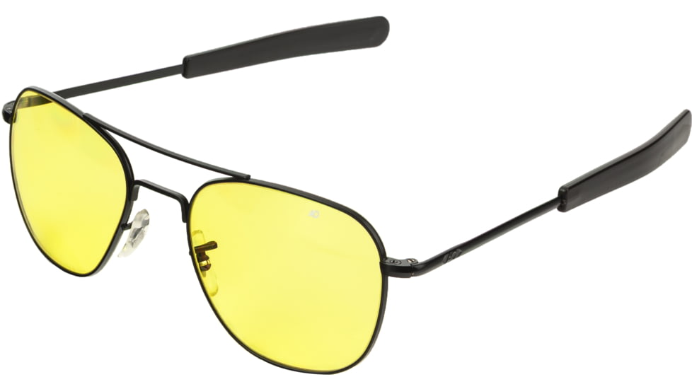 AO Original Pilot Sunglasses, Bayonet, Black Frame, Yellow Lens, 52mm, 30238