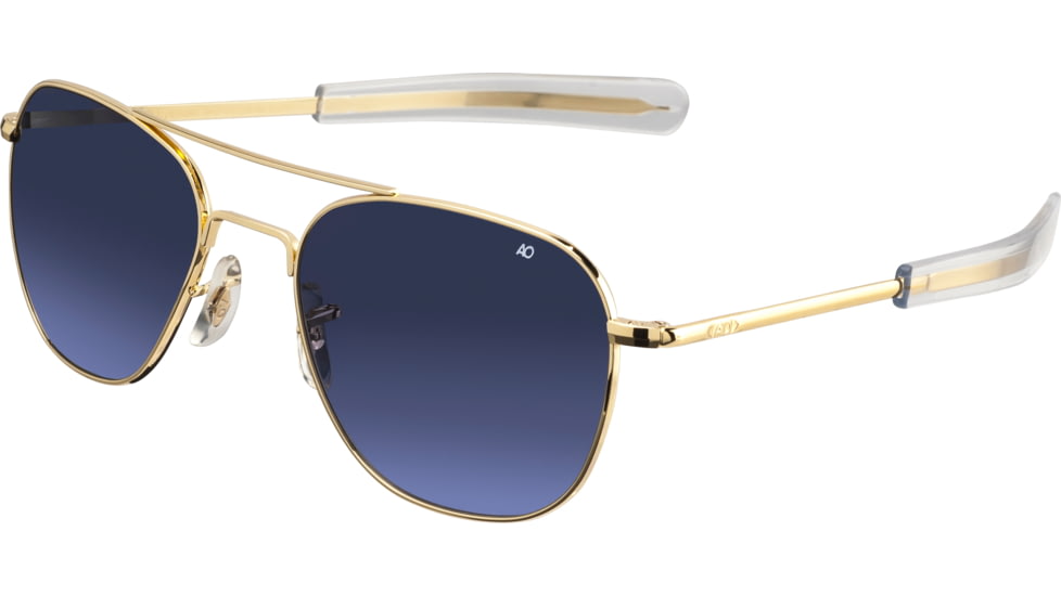 AO Original Pilot Sunglasses, Bayonet, Gold Frame, Polycarbonate Gradient Blue Lens, 57mm, 30199