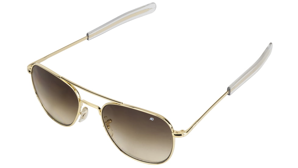 AO Original Pilot Sunglasses, Bayonet, Gold Frame, Polycarbonate Gradient Brown Lens, 57mm, 30085