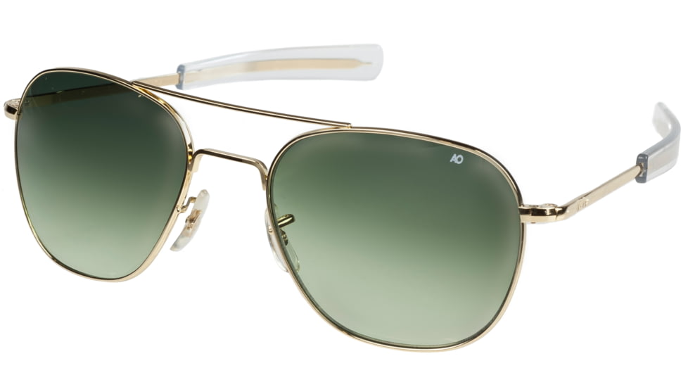 AO Original Pilot Sunglasses, Bayonet, Gold Frame, Polycarbonate Gradient Green Lens, 57mm, 30200