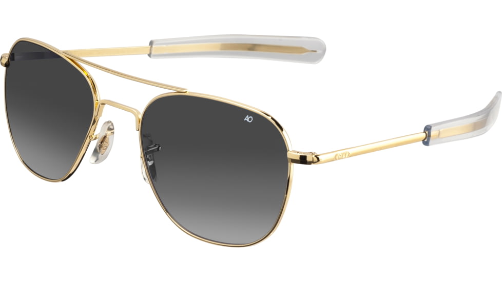 AO Original Pilot Sunglasses, Bayonet, Gold Frame, Polycarbonate Gradient Grey Lens, 57mm, 30201