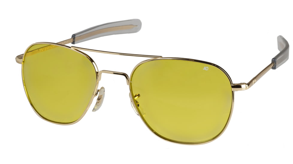 AO Original Pilot Sunglasses, Bayonet, Gold Frame, Yellow Lens, 57mm, 32283