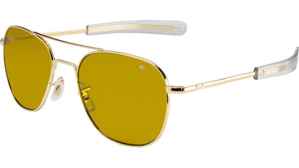 AO Original Pilot Sunglasses, Bayonet, Gold Frame, Yellow Lens, Polarized, 57mm, 32463